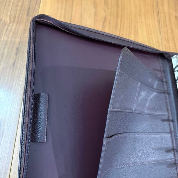 Franklin Quest Planner Brown Reddish Pebbled Leather Full Zip Large - Picture 8 of 16